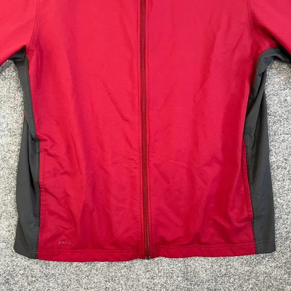 Nike Jacket Mens XL Red Full Zip Windbreaker Soft Shell Comfort‎ Dri Fit